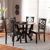 Baxton Studio Kaila-Dark Brown-5PC Dining Set Baxton Studio Kaila Modern and Contemporary Dark Brown Finished Wood